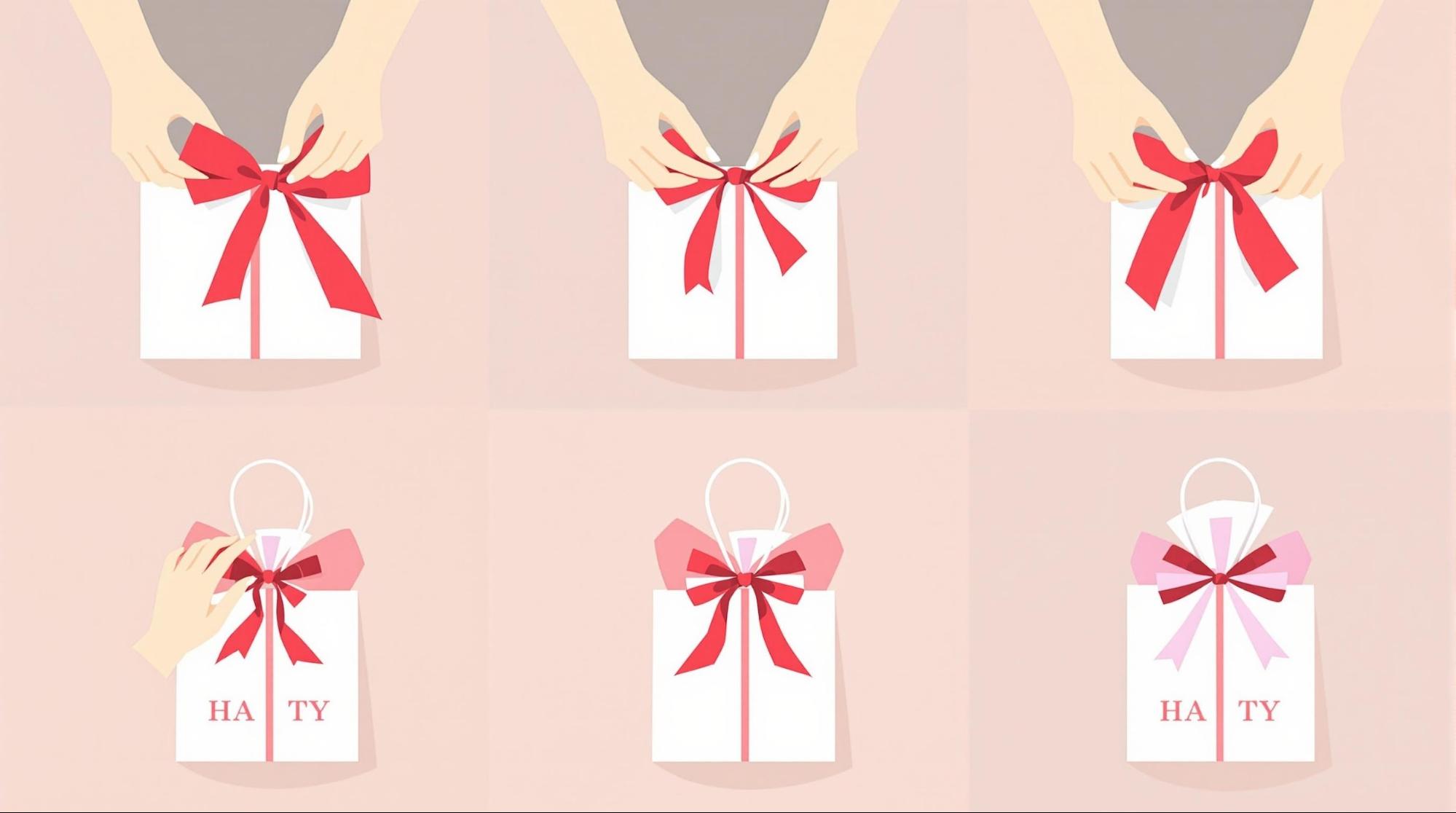 袋ラッピングの基本的なリボンの結び方