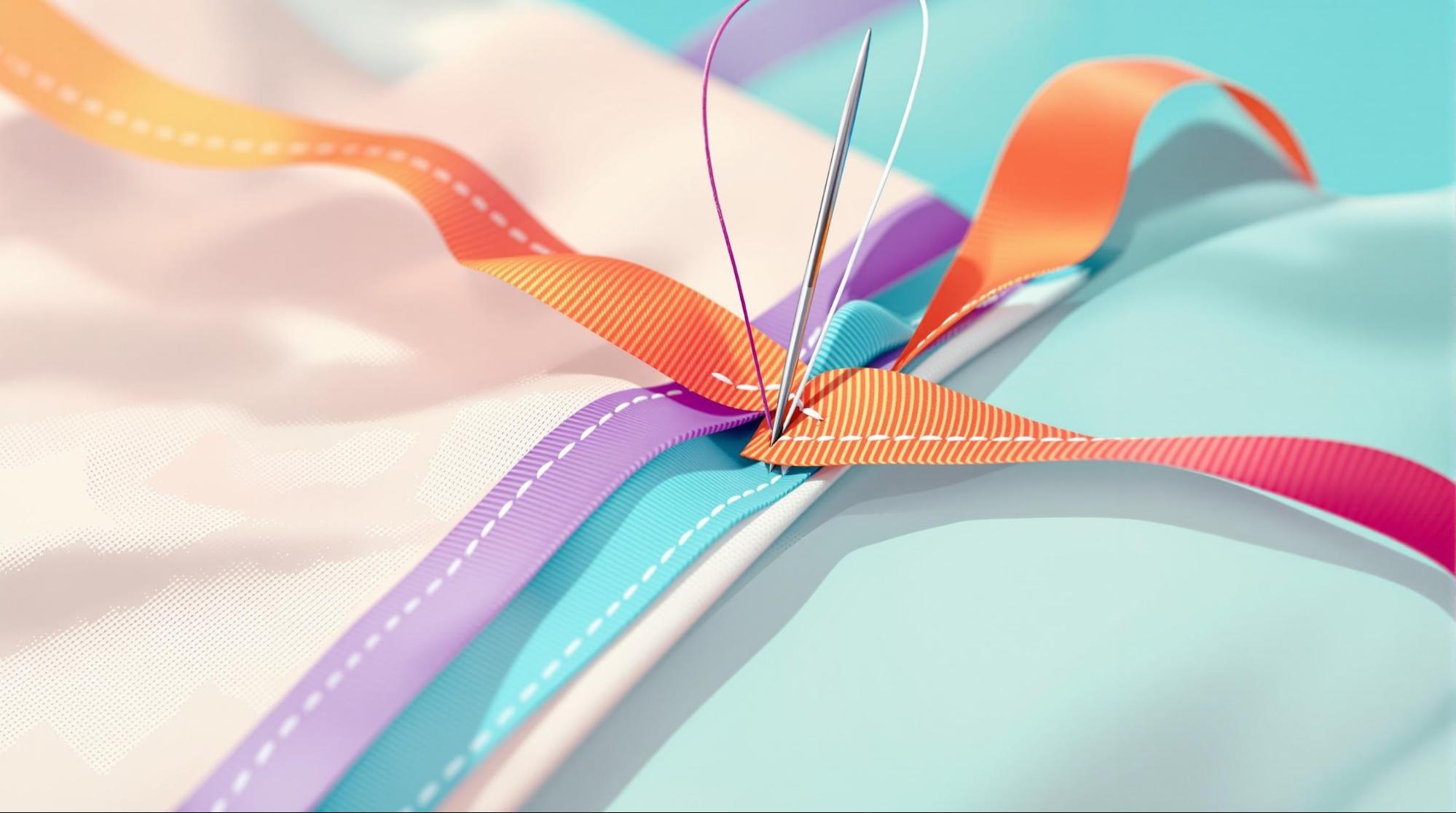 リボンを布に縫い付ける基本テクニック