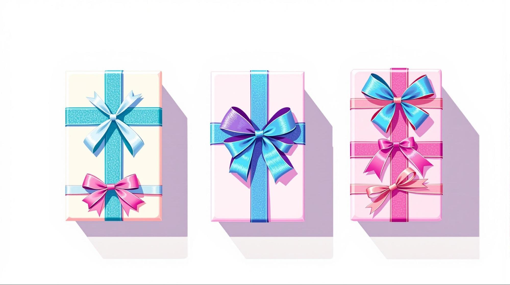 プレゼント箱へのリボンの掛け方