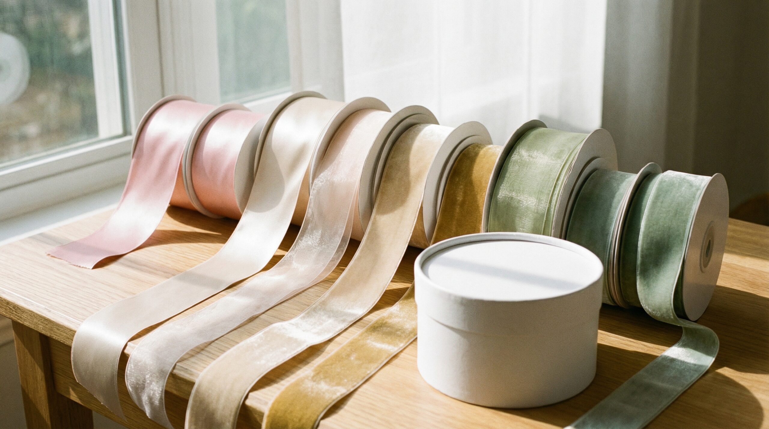 円柱ラッピングに適したリボンの種類と選び方