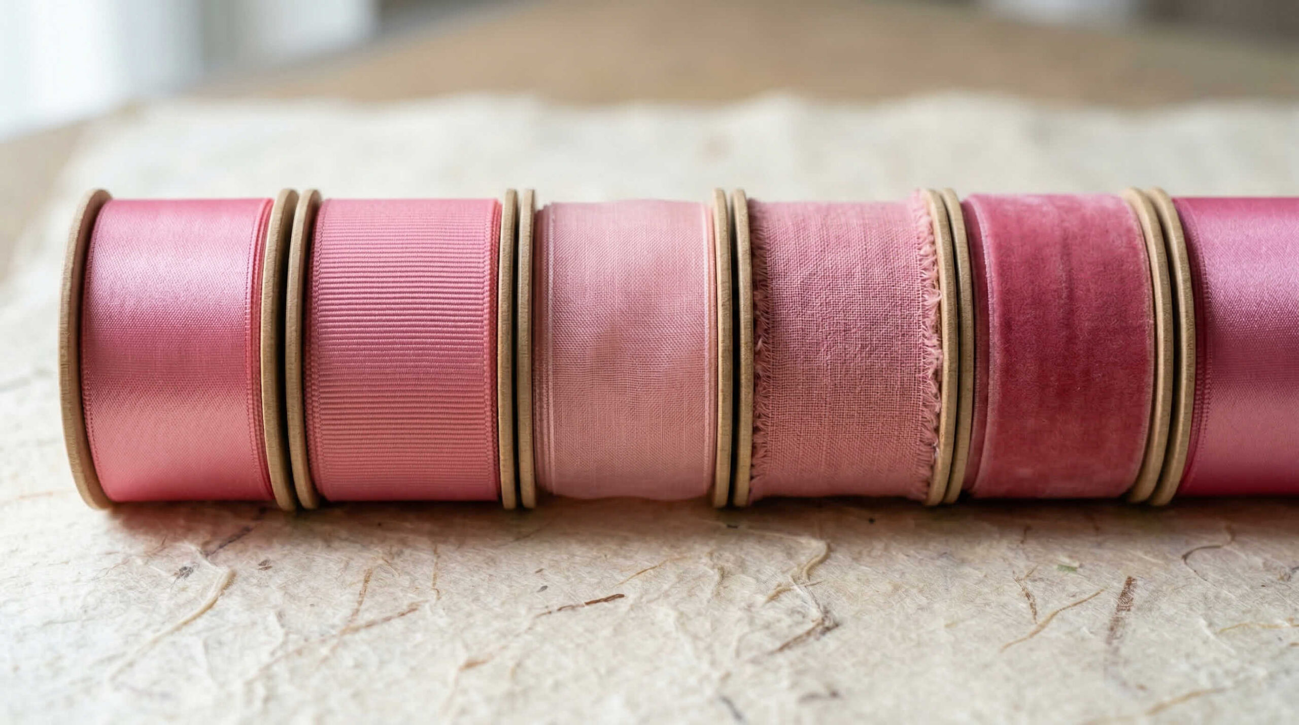 ピンクのリボンの種類と素材