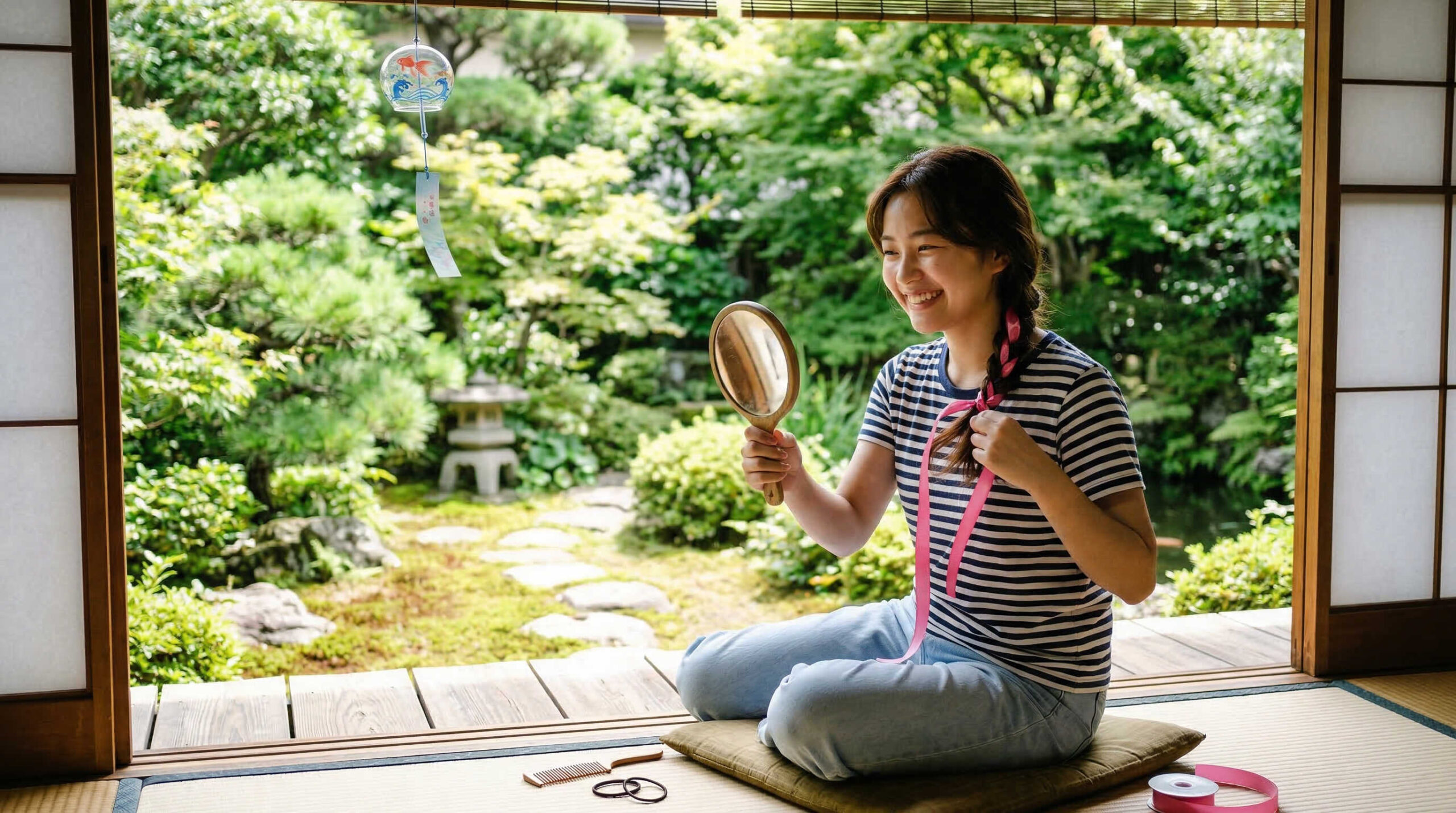 初心者でも簡単！三つ編みにリボンを編み込む方法