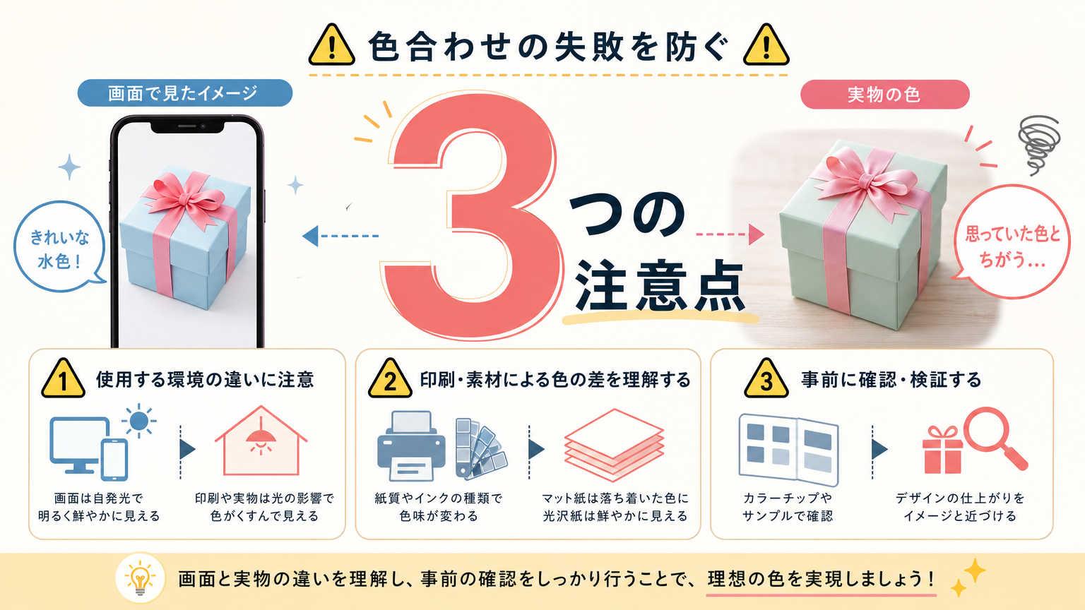 色合わせで失敗しないための3つの注意点
