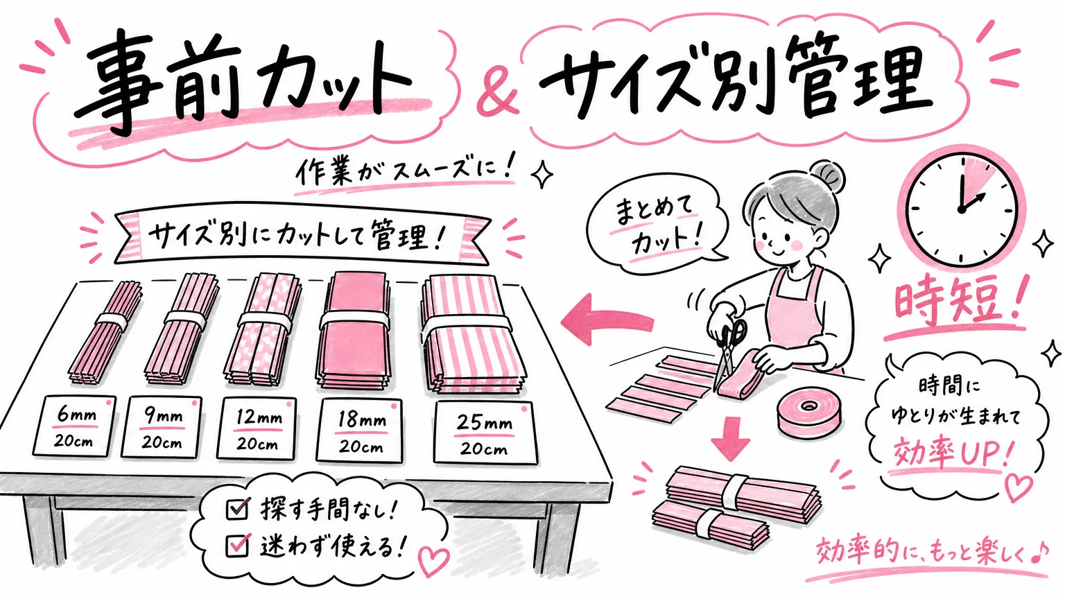 工夫③　リボンをあらかじめカットしておく
